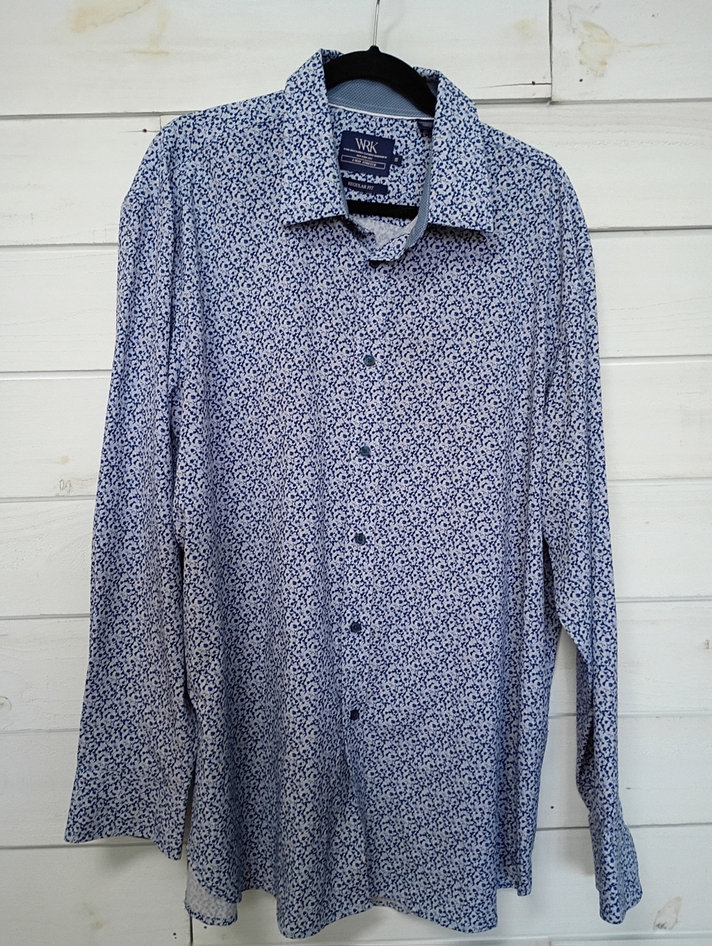 WRK Tailored Dress Shirt 4-Way Stretch Blue Floral